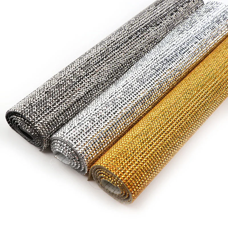 

1 Pc 24*40cm 3 Colors 2.5mm Grid Face Resin Square Rhinestone Hotfix Rhinestone Mesh Trim For Wedding Dress Decoration