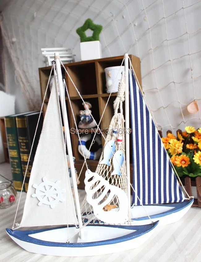 New arrival Wooden craft sailboat home office furniture decorations