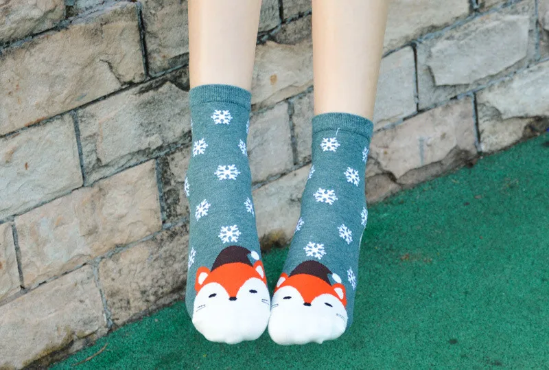 Магазин Crazy Fly оптовая продажа; корейский Для женщин девушки милые носки веселое Harajuku Повседневное Мультфильм осень и зима носки подарок 2019
