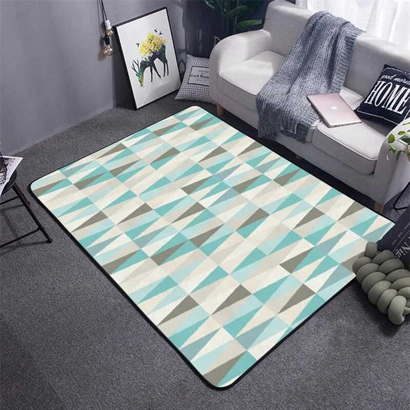 

Fashion Nordic Scandinavian Simplicity Geometric Turquoise Blue Triangles Door Mat Living Room Home Decorative Carpet Area Rug