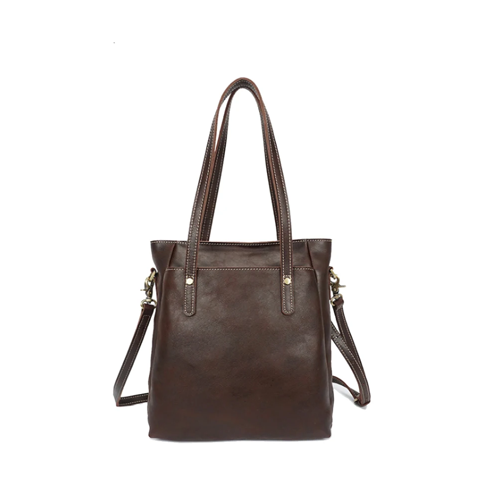 

Vintage Genuine Leather Woman Handbag Large Capacity Hand Made Single Shoulder Bag Coffee/Brown Cow Leather Crossbody Bag