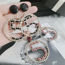 Mimiyagu большой крест письмо пять серьги для женщин кожаные ювелирные изделия