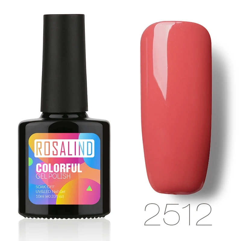 ROSALIND гель 1 S 10 мл красный цвет серии УФ гель для наращивания ногтей лак Полупостоянный Замачивание от ногтей УФ светодиодный гель лак - Цвет: 2512