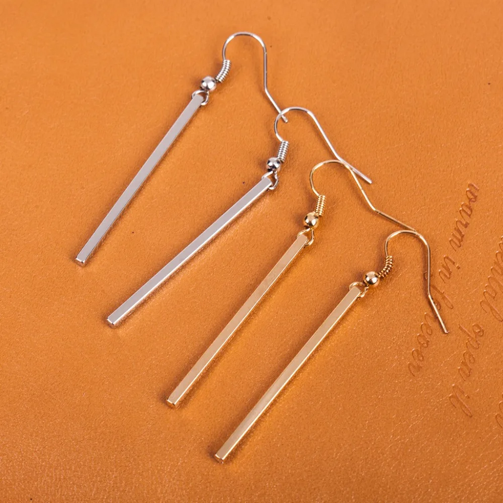 JUCHAO Elegant Cube Long Earrings Personality Simple Rectangular Geometric Earrings for Women Gold Silver Color Wedding Jewelry