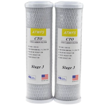 

ATWFS 2pcs 10 Inch Block Carbon Filter Water Purification Universal Water Filter Activated Carbon Cartridge Reverse Osmosis