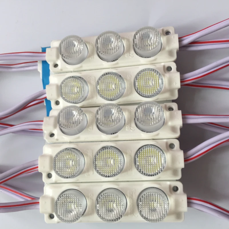 

New Super bright LED module DC12V waterproof 3LEDs Cold White led Module with lens ,Good heat dissipation
