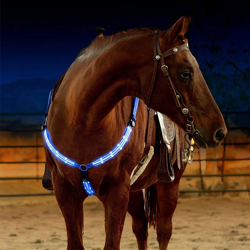 Светодиодный ошейник для верховой езды на лошади с лямкой на шее, для верховой езды, для верховой езды, для обеспечения безопасности, в ночное время, конский нагрудник, огни воротника, хвост