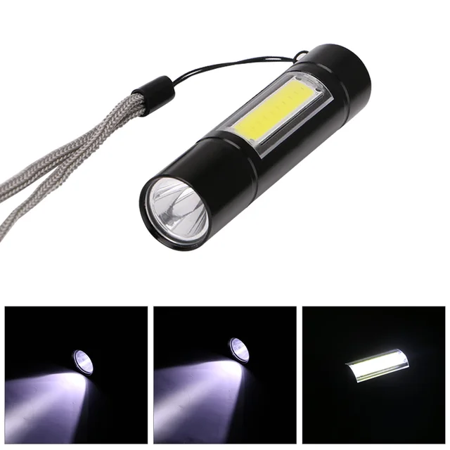Sanyi Ultra Bright COB LED Flashlight 3 Modes Lantern USB Rechargeable Torch Built-in 14500 Battery+USB Charger+Gift Storage Box