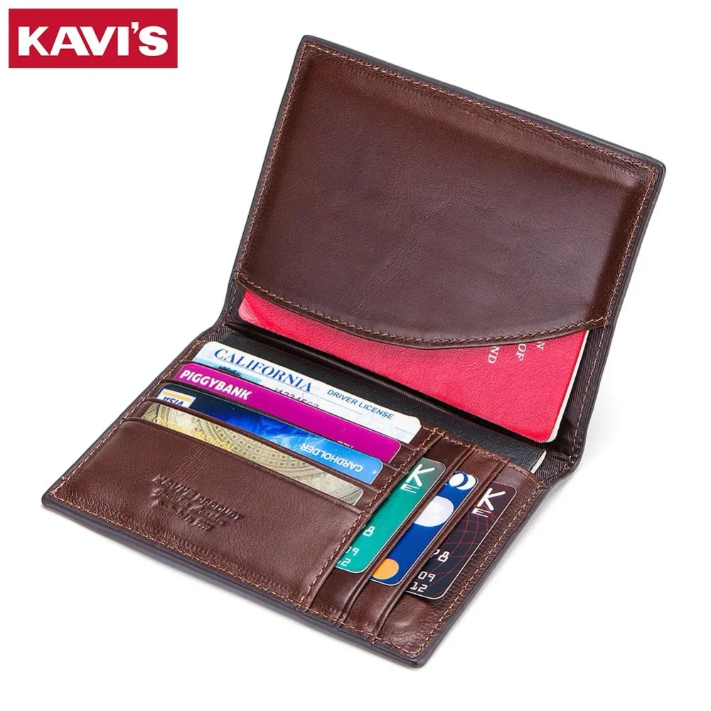 Tanie KAVIS skórzana okładka na paszport stojak na wizytówki Travel Credit portfel dla mężczyzn torebka Case torba na prawo jazdy cienka