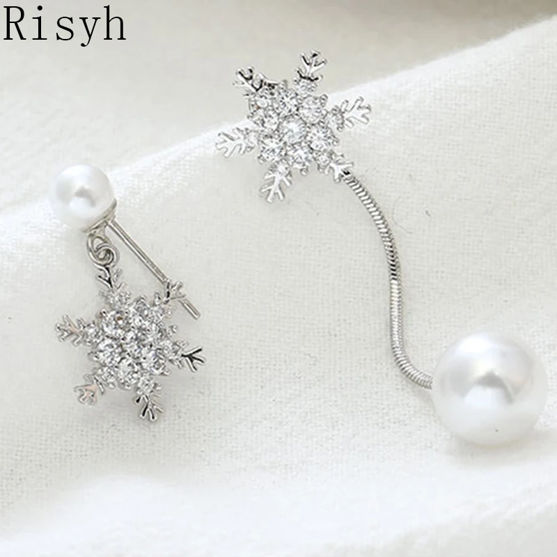 Серьги с цирконием Risyh длинные ассиметричные кисточки женские|Серьги-гвоздики| |