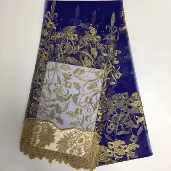

Blue African Lace Fabric 2019 Embroidered Applique Stones Nigerian Lace Fabric Bridal French Tulle Lace Fabric For Women dress