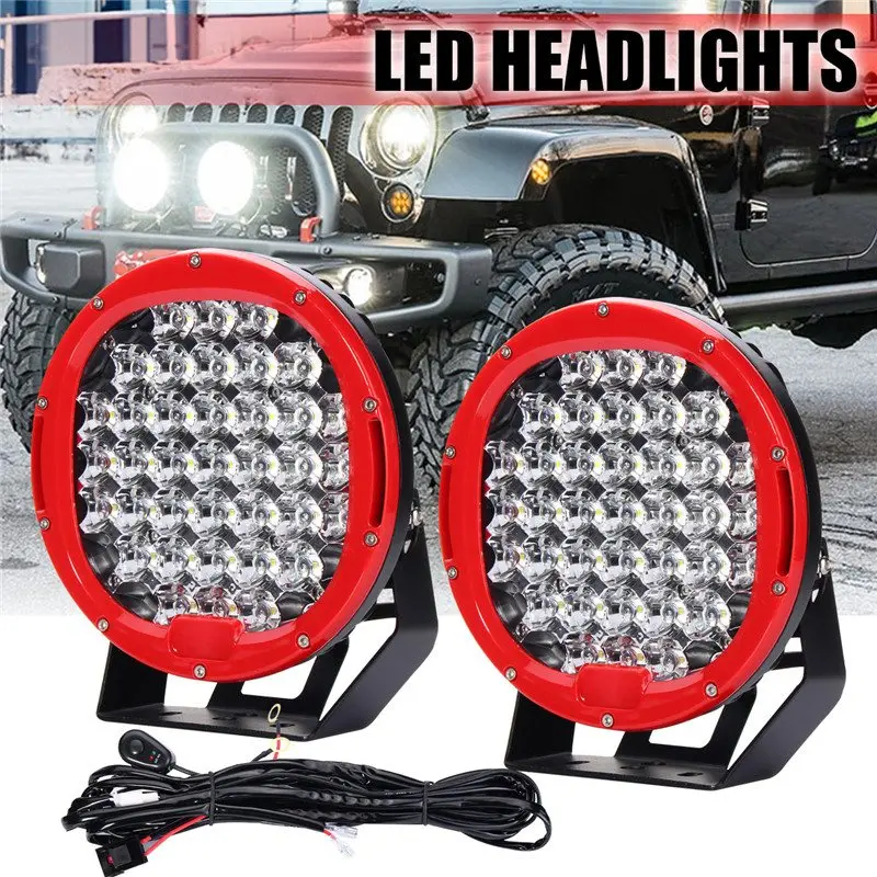 

2pcs 9inch 370W LED Round Work Light Flood Spot Driving Headlight Head Lamp 6000K For Jeep Offroad 10-30V With Wiring Harness