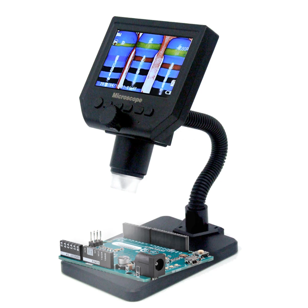 

Electronic Digital Microscope Portable LCD solder soldering microscope with 8 LEDs Adjustable Built-in Lithium Battery G600