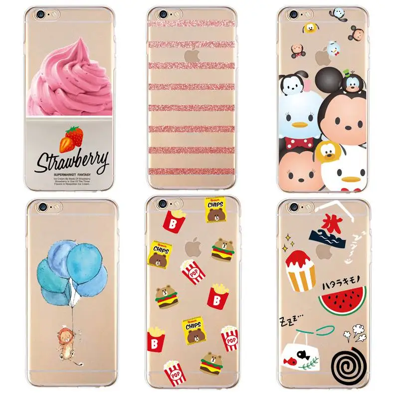 Micky Soft Clear TPU Phone Case For iPhone 4/4s 5 5s 6 6plus 7 8plus x Silicone Ballon Coque Cute Cover Free Shipping | Мобильные