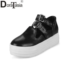 DoraTasia/Коллекция года; сезон весна-осень; модная обувь на плоской толстой платформе с пряжкой; женская повседневная обувь; большие размеры 31-43