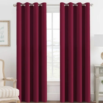 

QCZX Blackout Grey Curtains for Bedroom Thermal Insulated Curtains 63 Inches Length Blackout Curtain Panel for Living Room D30