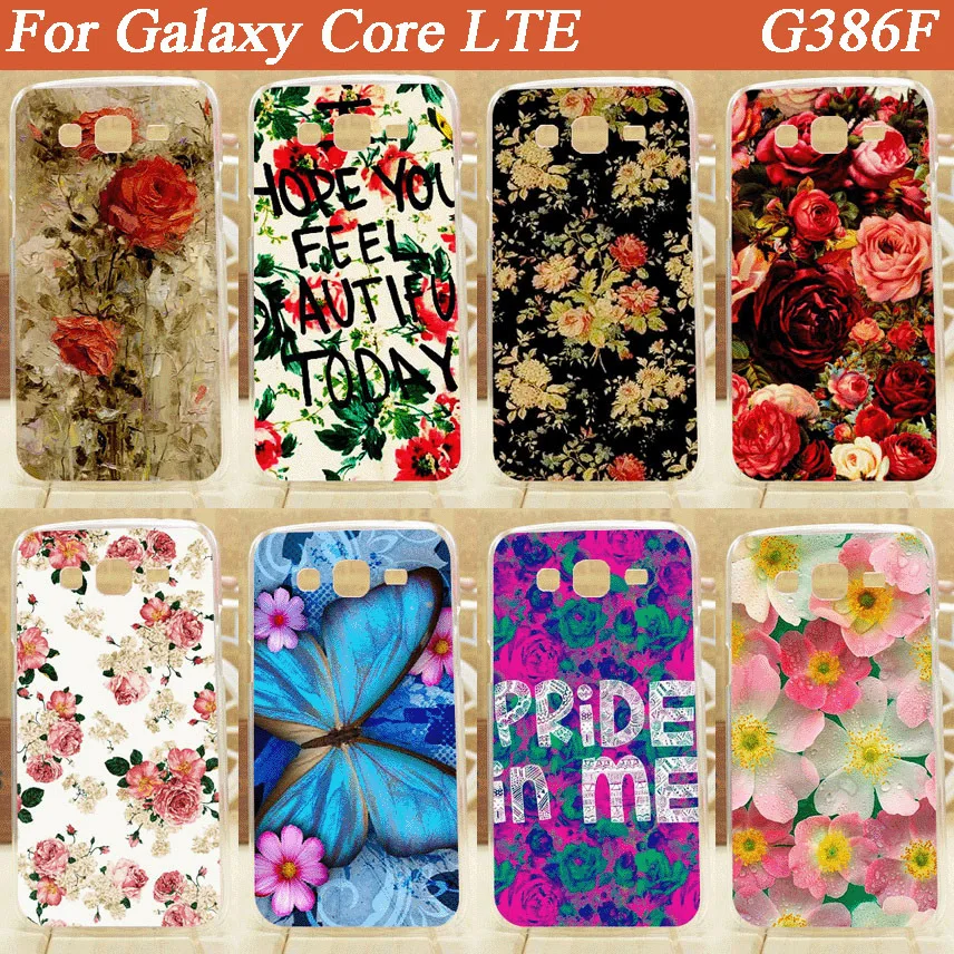 

14 patternS colorful beautiful flowers diy hard plastic case For Samsung Galaxy Core LTE G386F Protector mobile Phone Back Cover