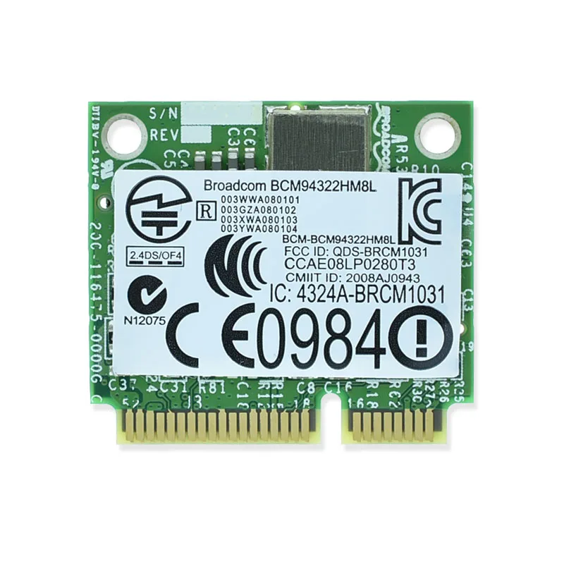 BCM94322HM8L 2,4& 5G 300M BCM4322 Mini PCI-E DW1510 Бесплатные драйверы Mac OS WiFi беспроводная сетевая карта для hackintosh