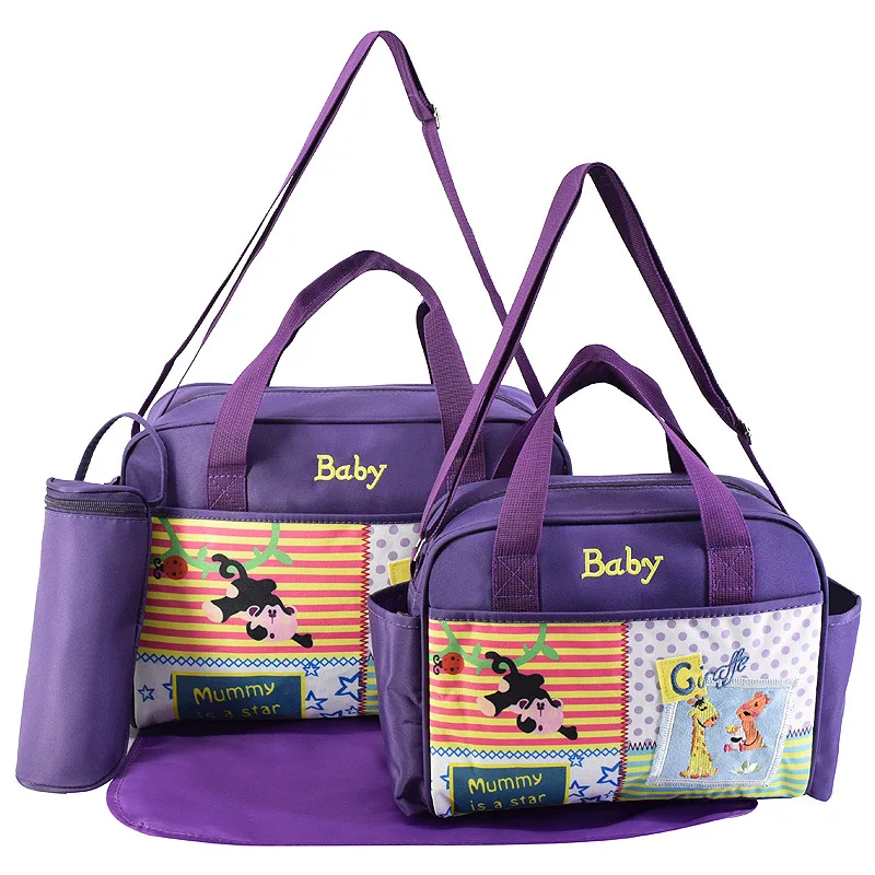 

4 Pcs Set Baby Diaper Bag Backpack Large Capacity Waterproof Baby Nappy Organizer Fashion Maternity Mum Travel Nursing Bag