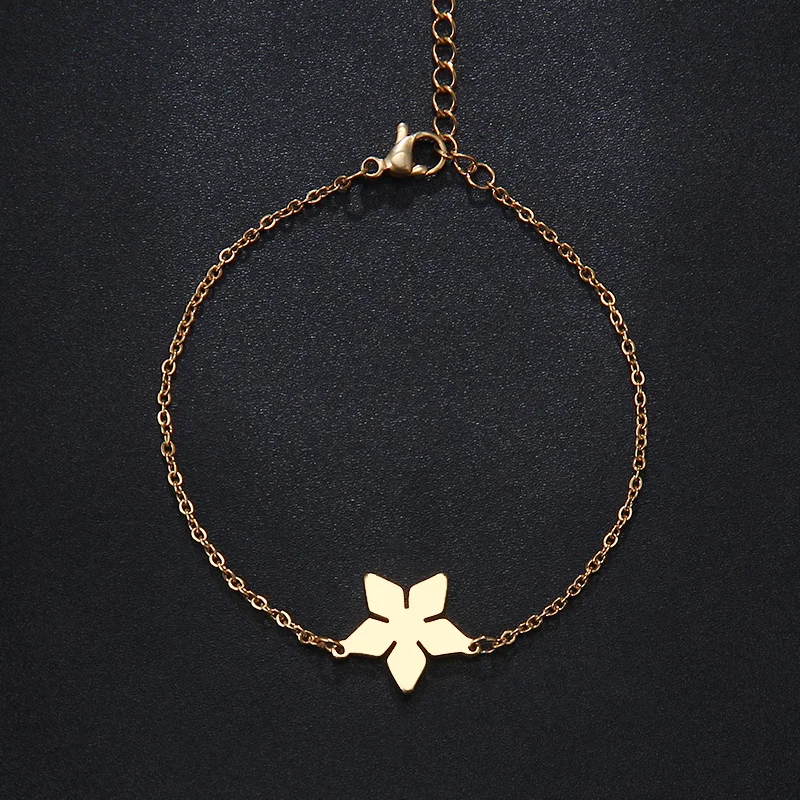 CACANA Stainless Steel Bracelet For Women Man Pentagon Flower Gold And Silver Color Pulseira Feminina Lover's Engagement Jewelry