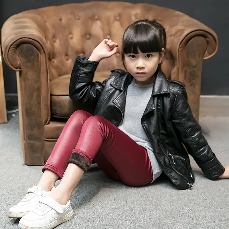 

Kids Girls Pants Leggings 2019 New Autumn Fashion Solid Color Mid Elastic Waist Thicken Leggings Children Pants Trousers 6lg001