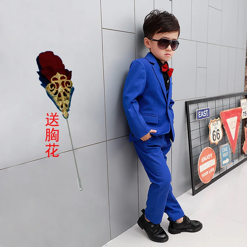 Brand Flowers Boys Suits Wedding Formal Children Suit Tuxedo Dress Party clothing vest pant coat ceremony Costumes 2-12Y