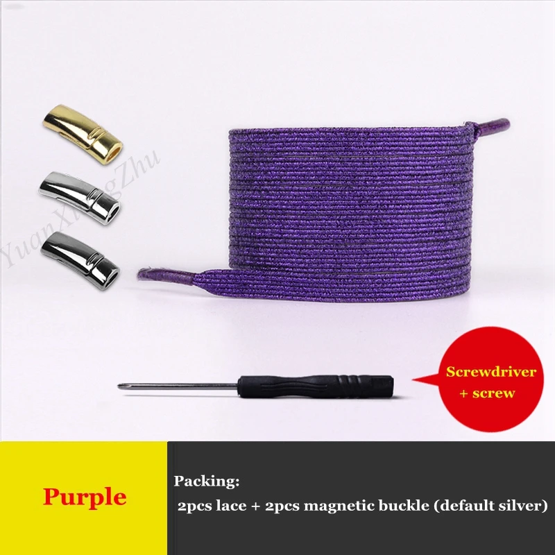 1 пара новых магнитных эластичных фиксирующих шнурков специальный креативный 1 Второй без галстука шнурки для детей и взрослых шнурки для кроссовок - Цвет: Purple