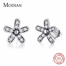 Новинка, качественные модные серьги-гвоздики в виде цветка из настоящего 925 пробы, роскошные серьги с кубическим цирконием для женщин, Винтажные Ювелирные Изделия