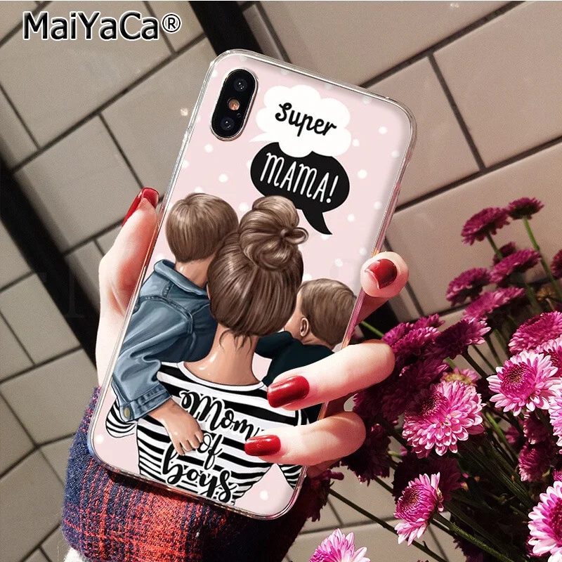 MaiYaCa, семейный мягкий чехол для телефона из ТПУ для мальчика, девочки, принцессы, мамы, папы и ребенка, для iPhone 5, 5Sx, 6, 7, 7 plus, 8, 8 Plus, X, XS, MAX, XR