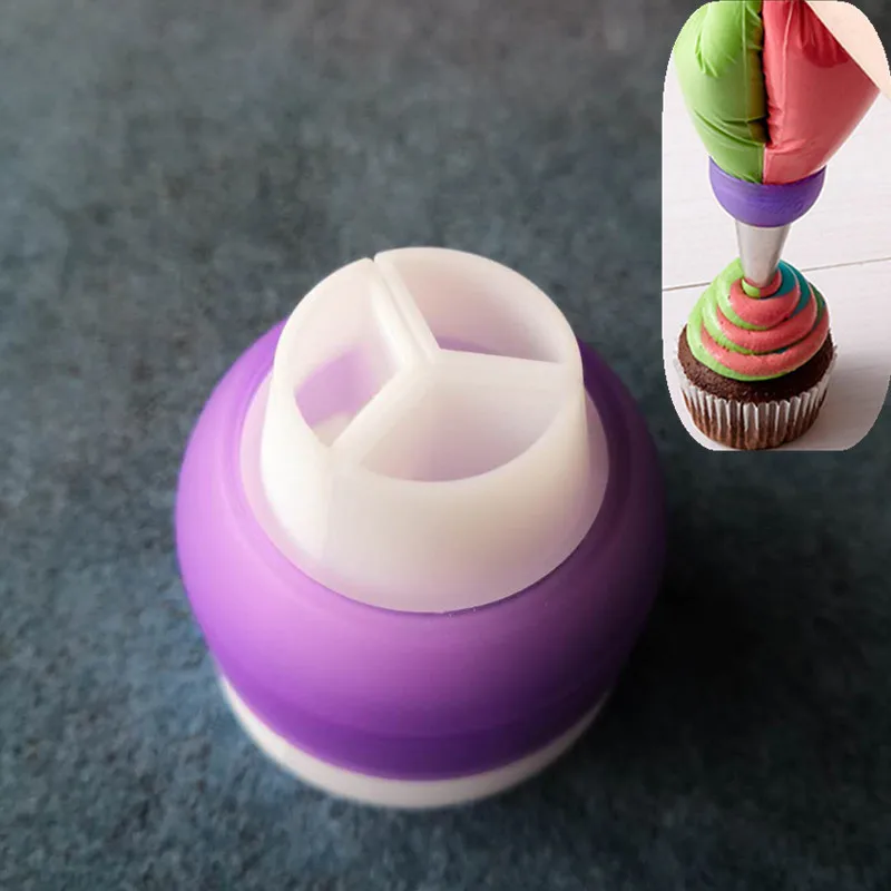 3 Hole Color Cream Decoration Bag Converter Face Master Tricolor Flower Coupling Baking Tools A819 | Дом и сад