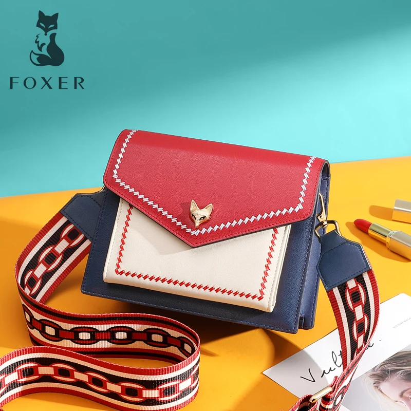 FOXER женские летние лоскутные сумки на плечо в народном стиле женская кожаная