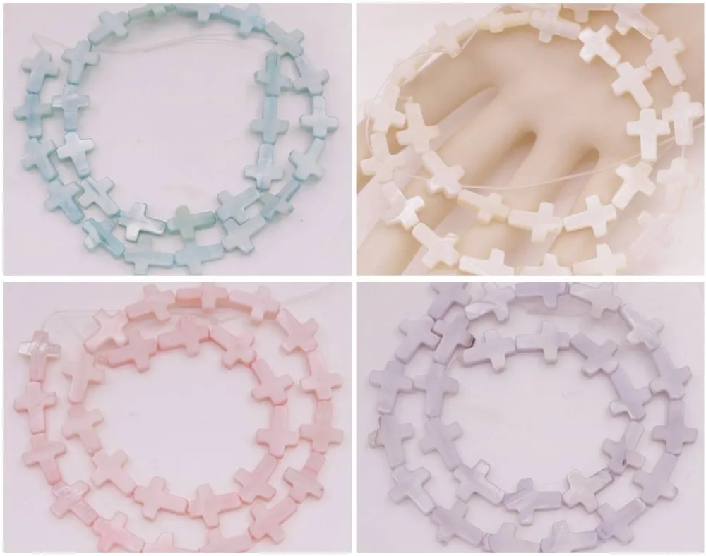 

Cross Shell 12mmX14mm Mother of Pearl Loose Beads Strand 15" Jewelry Making White blue lilac pink Choose