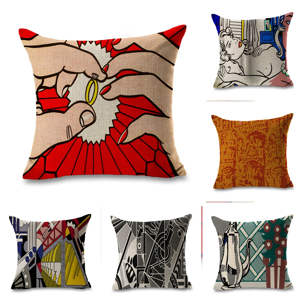 Roy Lichtenstein Pop Art Put on Rings Pillow Euro Cover Decorative