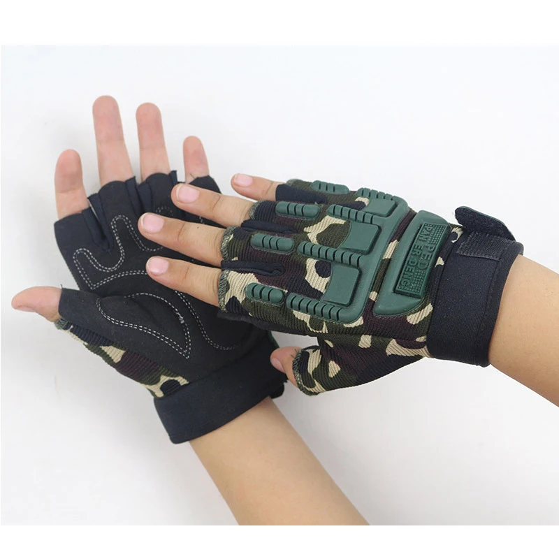 Детские тактические перчатки на пол пальца противоскользящие перчатки для спорта на открытом воздухе YH-17