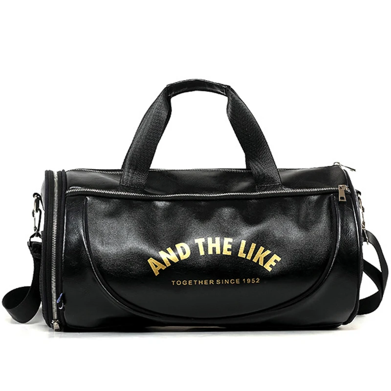 Top Quality PU Mixed Color Sports Gym Bag For Men Women with Independent shoes Travel Yoga Handbag Training Fitness Shoulder Bag