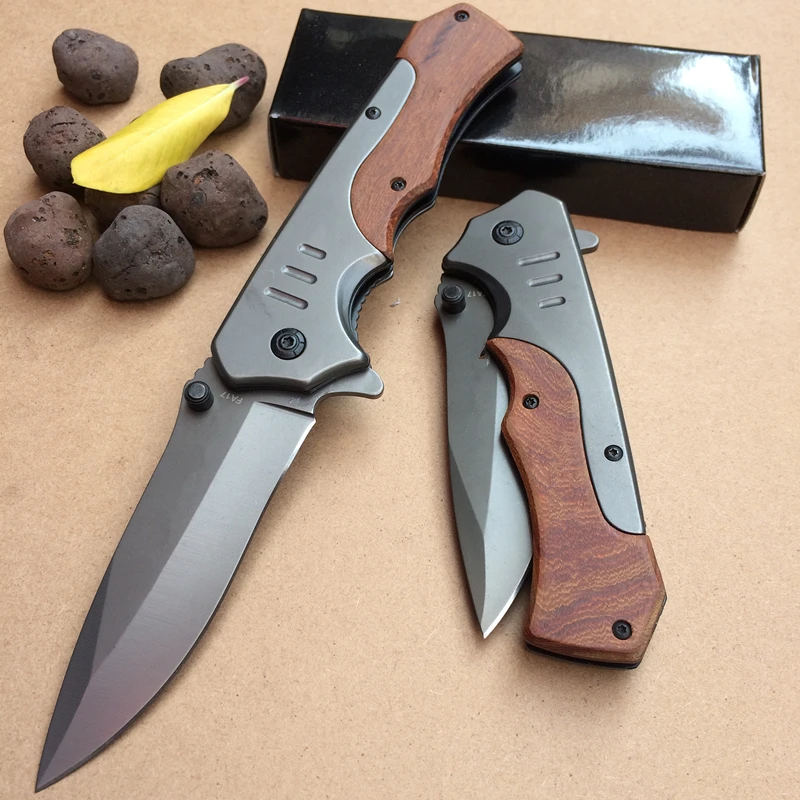 

9" Brown Survival Promotion Knife Portable Key Edc Stainless Fold Camping Tactical Folding Pocket Ring Outdoor Tools Hunting