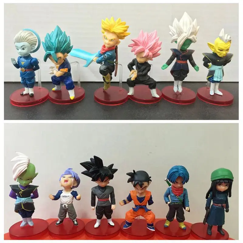 

6pcs/set Anime Action Figure Dragon Ball Z Super Vol.7 Son Gokou Trunks Zamasu 8cm 1/10 Scale PVC Model Decoration Cute Doll Toy