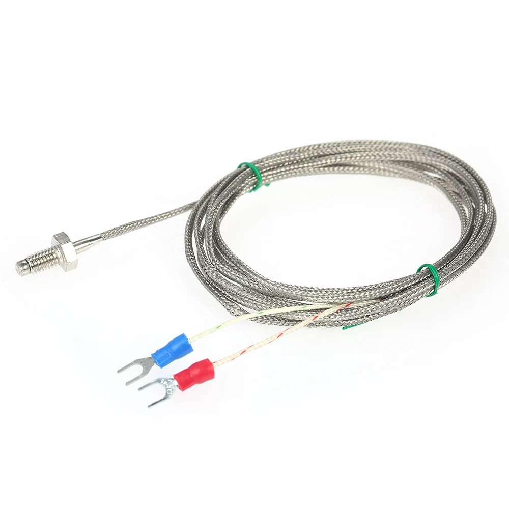 

Stainless Steel Temperature Sensor K Type Thermocouple Bayonet Compression Spring with 2m Cable Wire for Temperature Controller