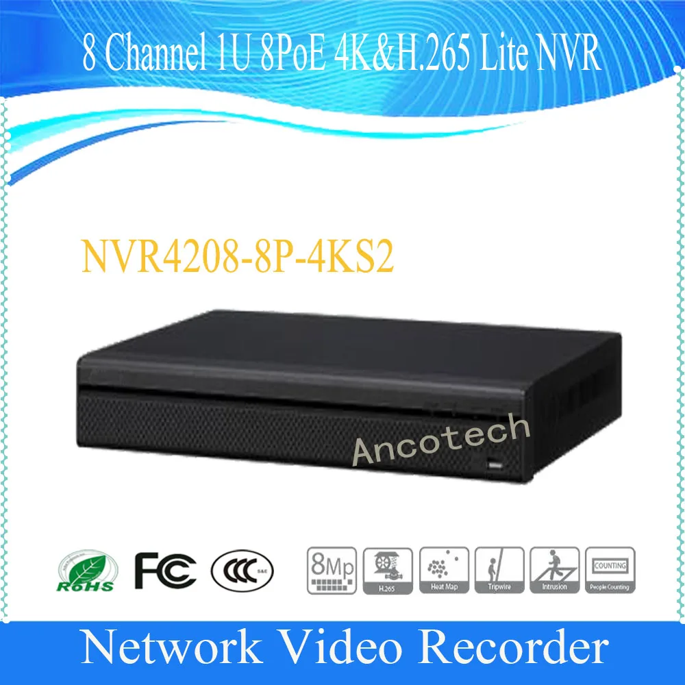 

DAHUA 8 Channel 1U 8PoE 4K&H.265 Lite Network Video Recorder Support IPC UPnP Without Logo NVR4208-8P-4KS2