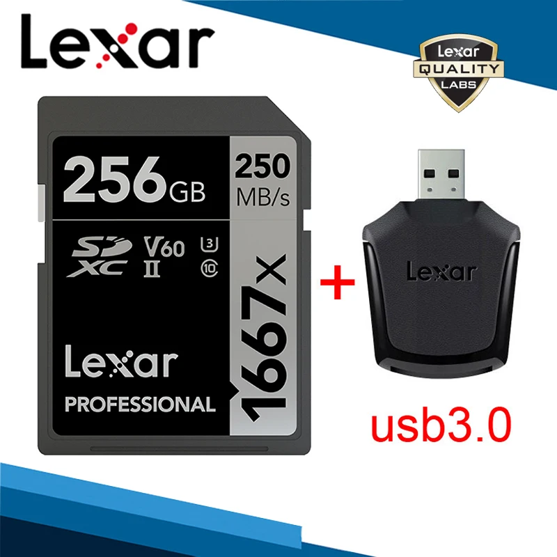 Lexar 1667x памяти карты SDXC и SD UHS-II устройство для чтения карт USB 3,0 256 ГБ 128 Гб 64 ГБ для 1080p HD 3D 4K видео Камера вождения Регистраторы