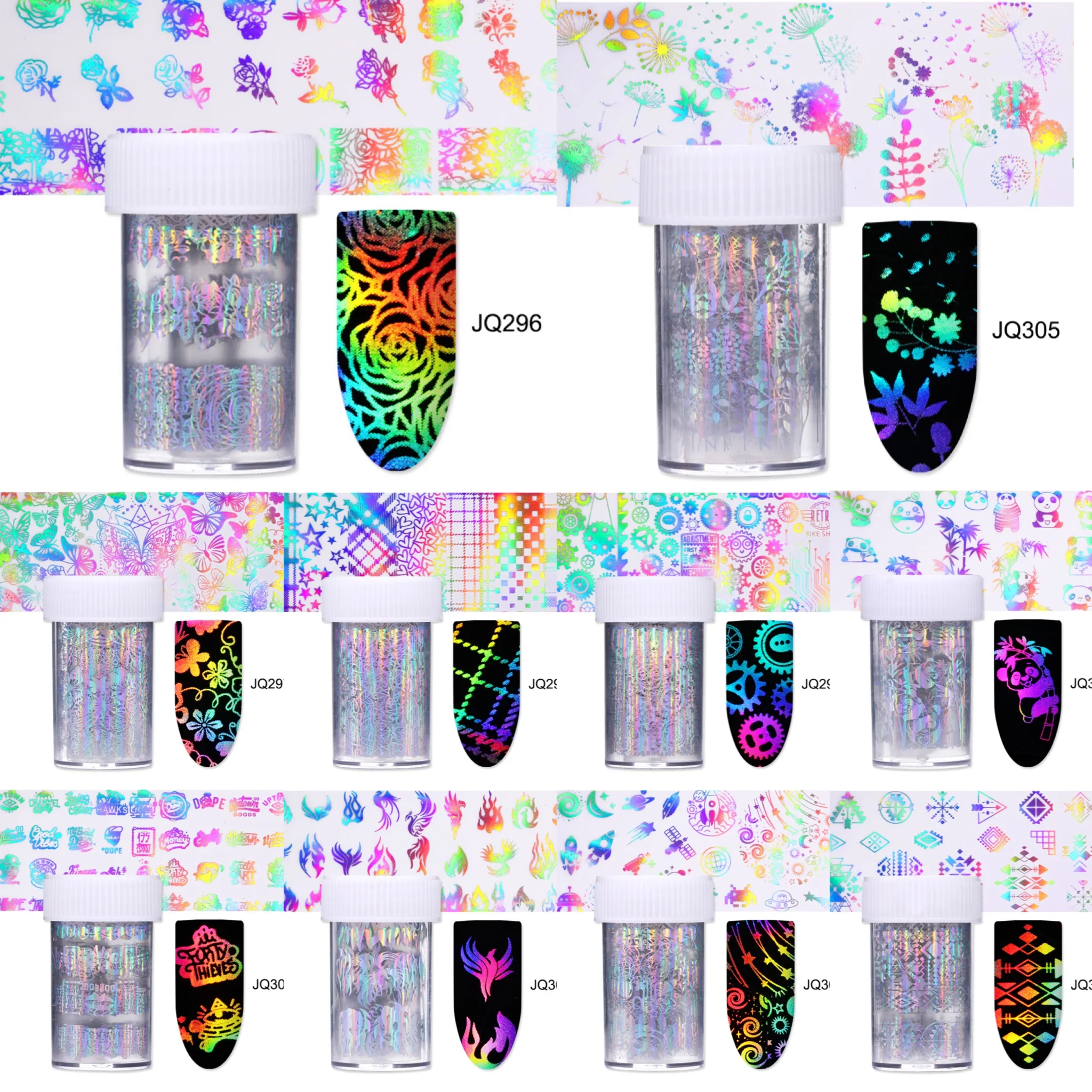 Радужные пространство Роза Panda бабочки 10 шт. 4*20 см лазерный блестящий, ногтевое искусство, Переводные Стикеры наклейка голографическая ногтей Фольга