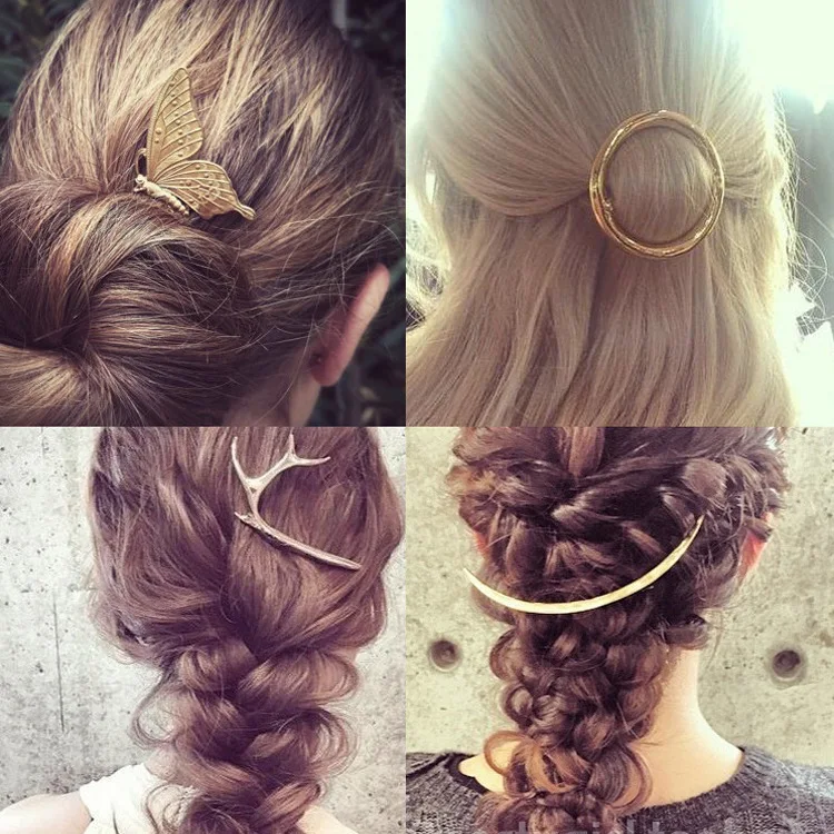 

1PC Hair Clips For Girls Elk Antler Round Retro Hair Comb Bangs Comb Hair Rope Band Hairpin Clip Headwear G0403