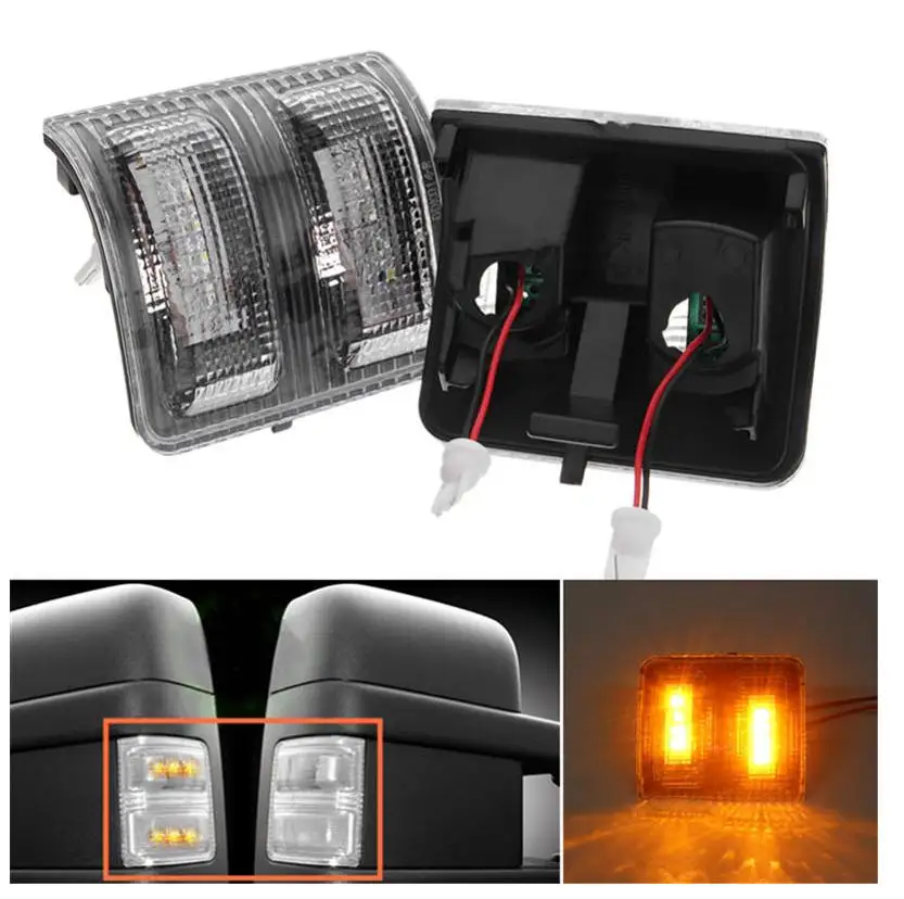 2PCS Crystal Clear Lens LED Side Mirror indicator light Turn Signal