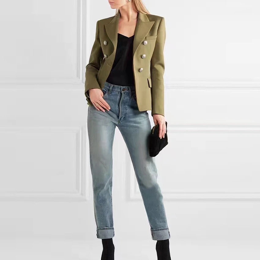 

EXCELLENT QUALITY New Stylish 2019 Designer Blazer For Women Lion Metal Buttons Double Breasted Blazer Jacket Plus size S-XXXL
