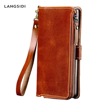 

Genuine Leather Wallet Case For Samsung Galaxy S20 Ultra s10 S9 S8 s20 plus Note 10 Plus 8 9 a50 a51 A71 Stand Holder Phone Bag