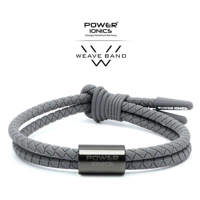 Power Ionics WEAVE BAND унисекс водонепроницаемый ионы и германий спортивный модный браслет надпись подарки - Окраска металла: Gray-GunGray Ring