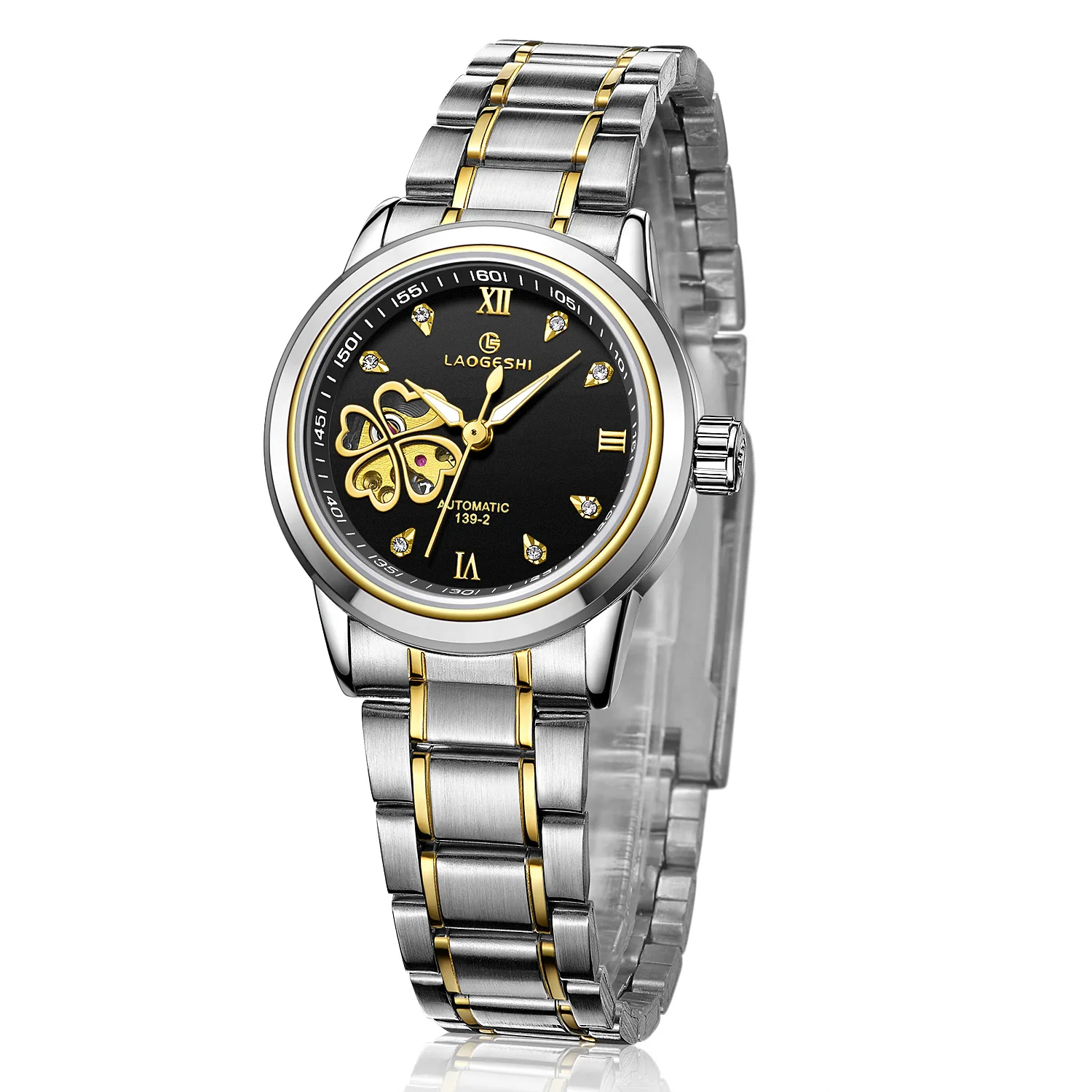 Элитный Бренд стразы женские часы Мода скелет часы с бриллиантами Для женщин автоматические механические Водонепроницаемый наручные часы - Цвет: LAO-05
