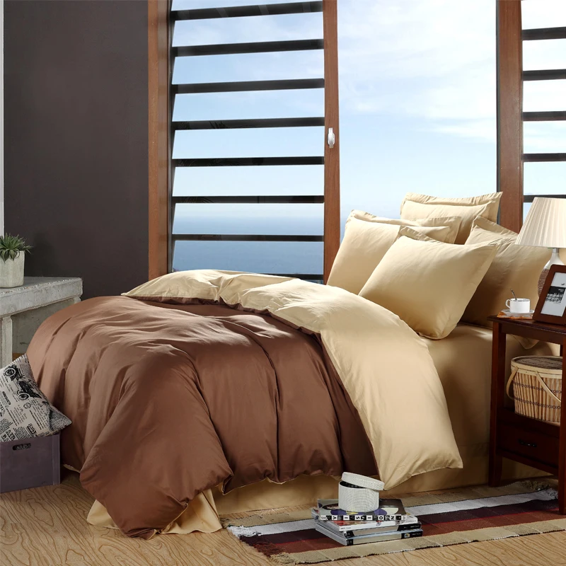 Reactive Print 6pcs Solid Plain Colour 100 Cotton Bedding Sets