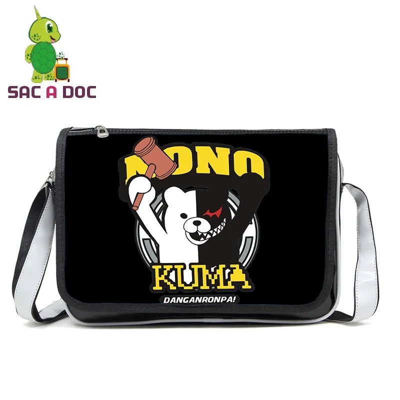 

Danganronpa Monokuma Messenger Bag Women Men Pu Leather Handbags Crossbody Travel Bag for Teenagers School Shoulder Bags