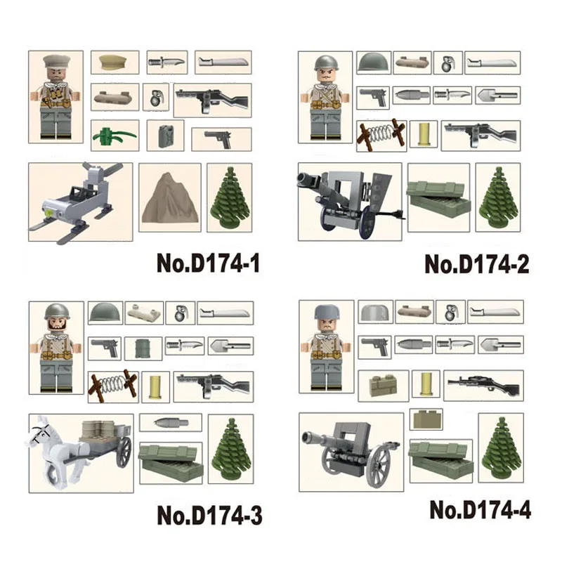 

World war East line counterattack Soviet Union army Guards military minifigs brickmania block ww2 Sled assault bricks weapon toy